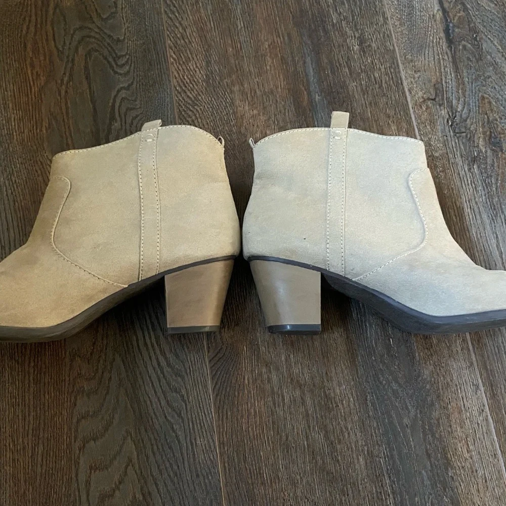 Tan suede booties
